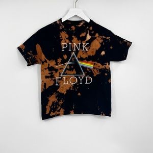 Pink Floyd Custom Bleach Splatter Short Sleeve Graphic Band Tee Size Small
